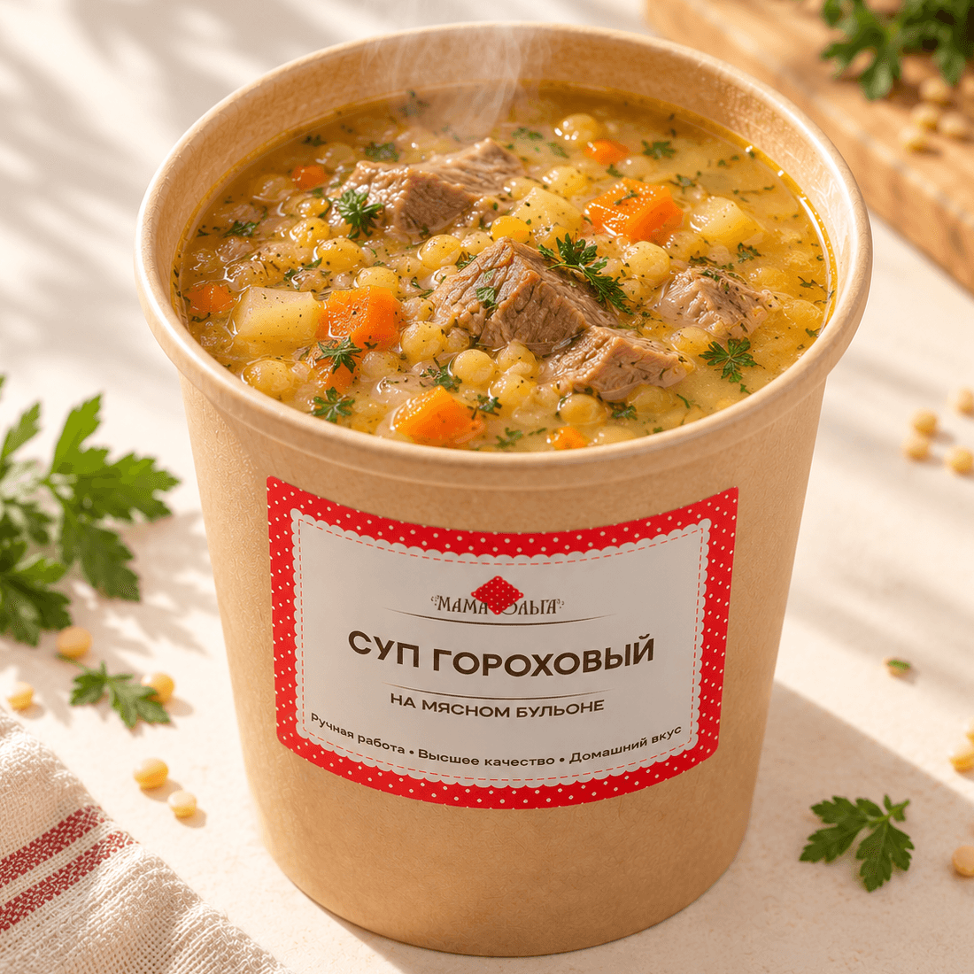 Суп гороховый на мясном бульоне, 350 г