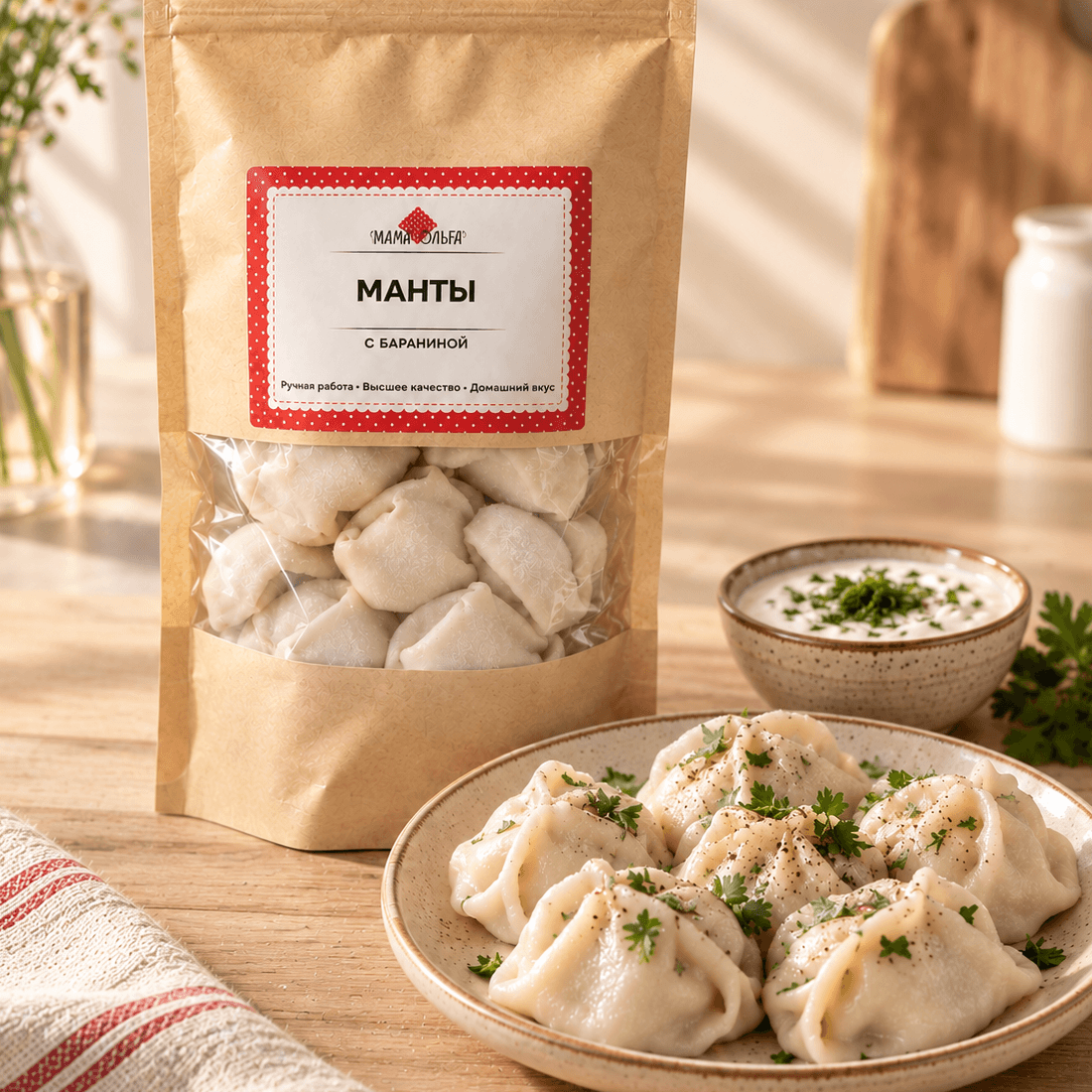 манты с бараниной Мама Ольга